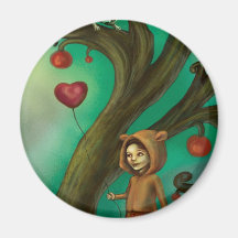 Girl Who Loves Lemurs Fridge Magnets