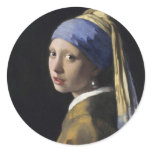 Girl with a Pearl Earring Round Stickers