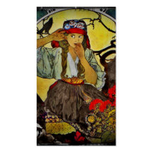 Girl with a Raven Business Card Template