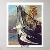 Girl With A Seagull By Courbet Gustave Posters