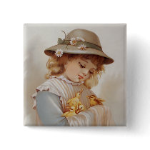 Girl with Baby Ducks Pin