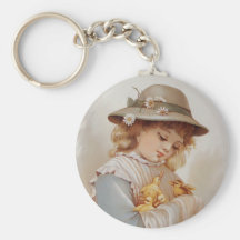 Girl with Baby Ducks Key Chain