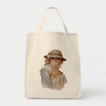 Girl with Baby Ducks Tote Bags