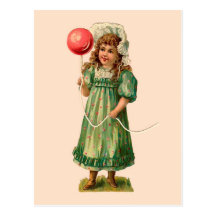 Girl With Balloon Vintage Post Cards