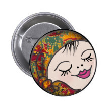Girl with Bandanna Button