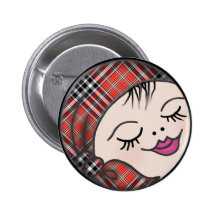 Girl with Bandanna Button