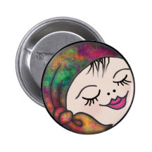 Girl with Bandanna Button