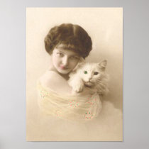 Girl With Cat Print