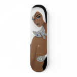 Girl with Cat skateboards