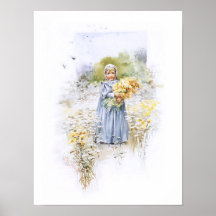 Girl with Flowers Posters