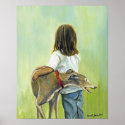"Girl With Greyhound" Dog Art Reproduction Print