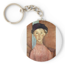 Girl with Hat by Amedeo Modigliani Key Chain