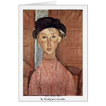 Girl With Hat By Modigliani Amedeo Greeting Card