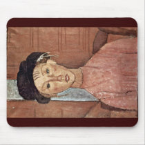 Girl With Hat By Modigliani Amedeo Mouse Mats