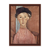Girl With Hat By Modigliani Amedeo Postcards