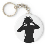Girl with Headphones in Silhouette keychains