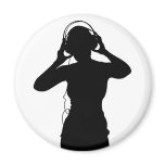Girl with Headphones in Silhouette magnets