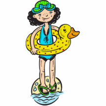 Girl with Pool Toy Acrylic Cut Out