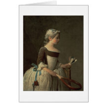 Girl with Racket and Shuttlecock Greeting Card