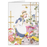 Girl with Rake and Watering Can in Flower Garden cards