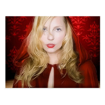 girl with red cape cartao postal