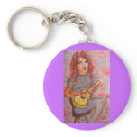 girl with red hair and ukulele key chains