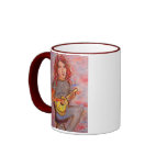 girl with red hair and ukulele mugs