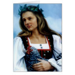 "GIRL WITH ROOSTER" BY LONNI CLARKE GREETING CARDS