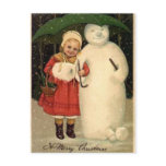 Girl with Snowman Postcard