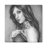 Girl with the rose Magnet