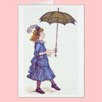 Girl with Umbrella, Greeting Card cards