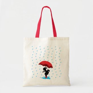 Girl with Umbrella in the Rain Canvas Bag