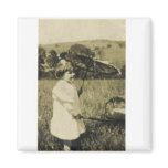 Girl with umbrella magnet
