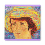 girl with van gogh hat magnets