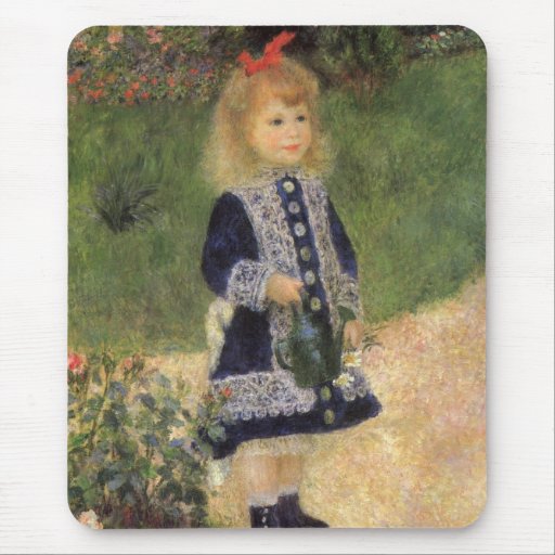 Girl with Watering Can, Renoir, Impressionism Art Mousepad