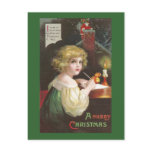 Girl Writing a Letter to Santa Vintage Christmas Postcard