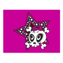 Girlie Emo Skull Post Cards