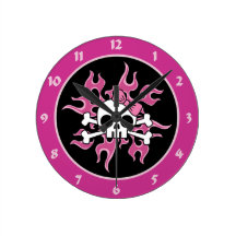 Girlie Flaming Skull Wallclocks