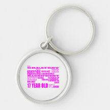 Girls 17th Birthdays : Pink Greatest 17 Year Old Keychains