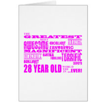 Girls 28th Birthdays Pink Greatest Twenty Eight Cards