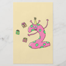 Girls 2nd Birthday Cartoon in Pink. Full Color Flyer