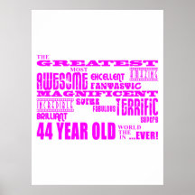 Girls 44th Birthdays Pink Greatest Forty Four Poster