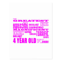 Girls 4th Birthdays : Pink Greatest 4 Year Old Post Cards