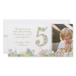 Girls 5th Birthday Neutral Blooms Thank You Photo photo cards