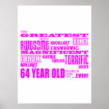 Girls 64th Birthdays Pink Greatest Sixty Four Poster
