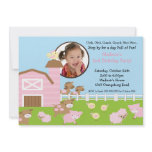 Girls Barn Animal Fun Photo Birthday Invitation