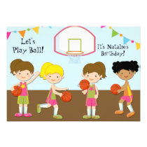 Girls Basketball Birthday 5x7 Invitation invitations