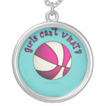 Girls Basketball - White/Pink Custom Necklace