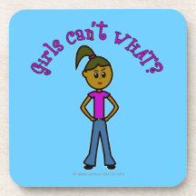 Girls Can't WHAT? Logo-Dark Girl Drink Coaster