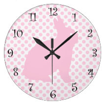 Girls Cute Pink Rabbit Clocks